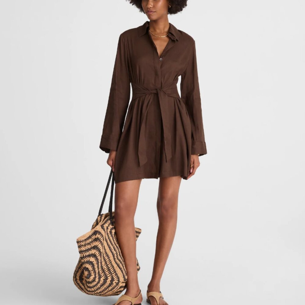 Madewell Brown Shirt Dress with Tie Waist